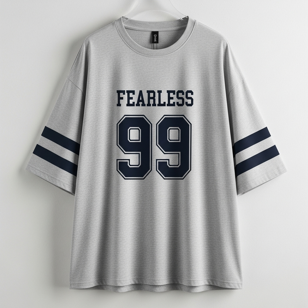 Fearless 99 Oversized Varsity T-Shirt – Streetwear Edition