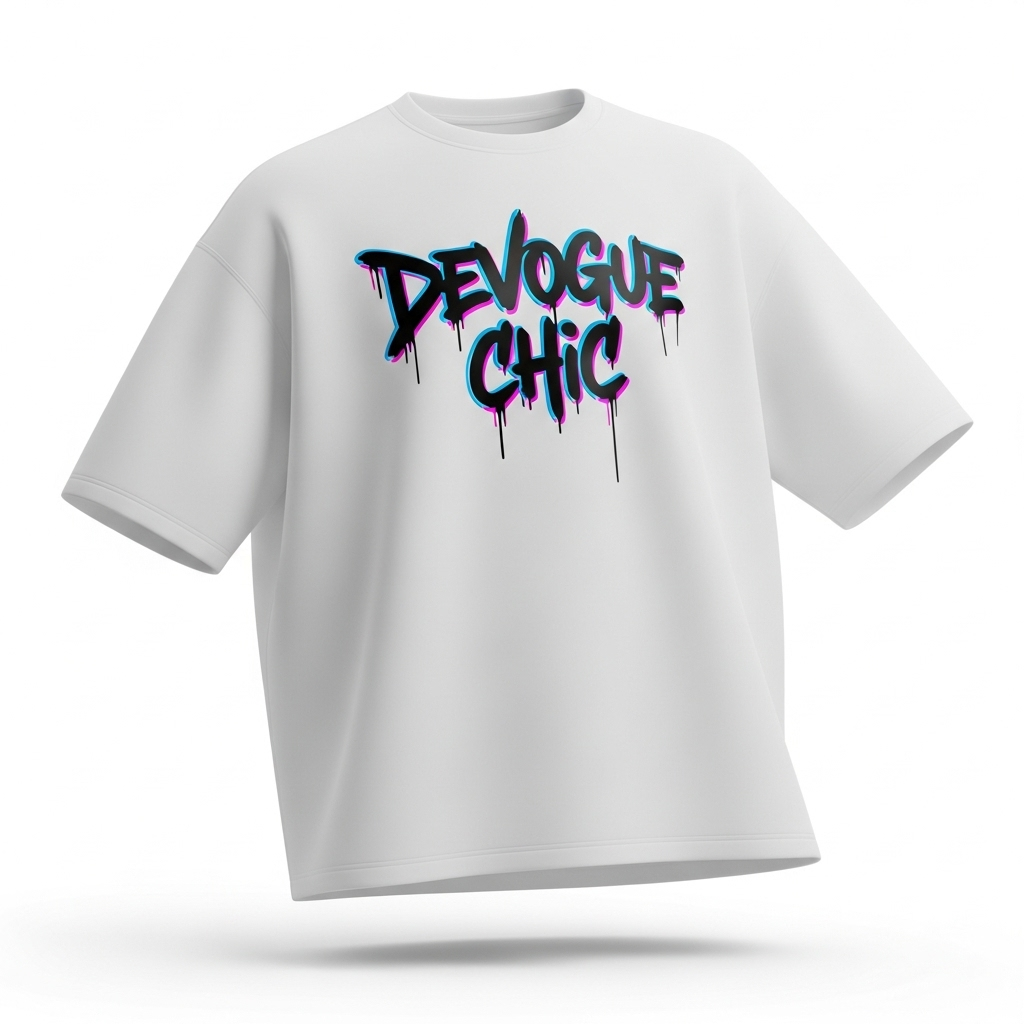DeVogue Chic Oversized Streetwear Tee – Graffiti Drip Edition