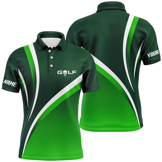 Custom Men's Golf Polo Shirt - Personalized Tournament Golf Top (Green)