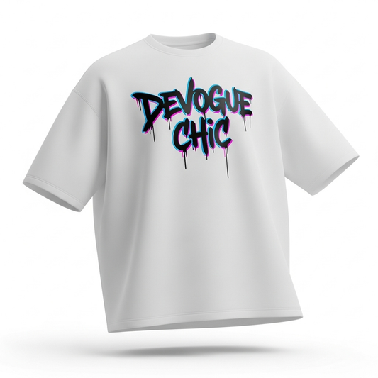 DeVogue Chic Oversized Streetwear Tee – Graffiti Drip Edition