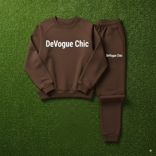 DeVogue Chic Premium Brown Tracksuit – Streetwear Comfort & Style